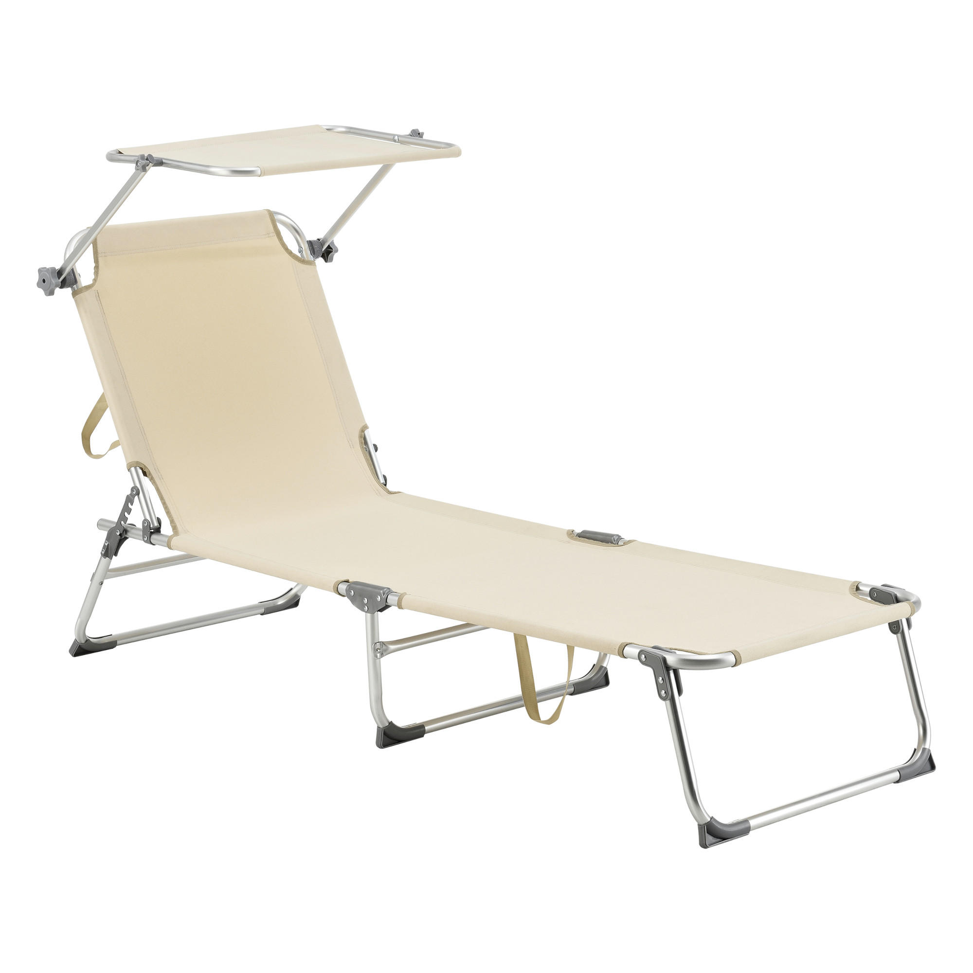 SONNENLIEGE Legorreta - Beige, Textil/Metall (189/28/57cm) - [en.casa]