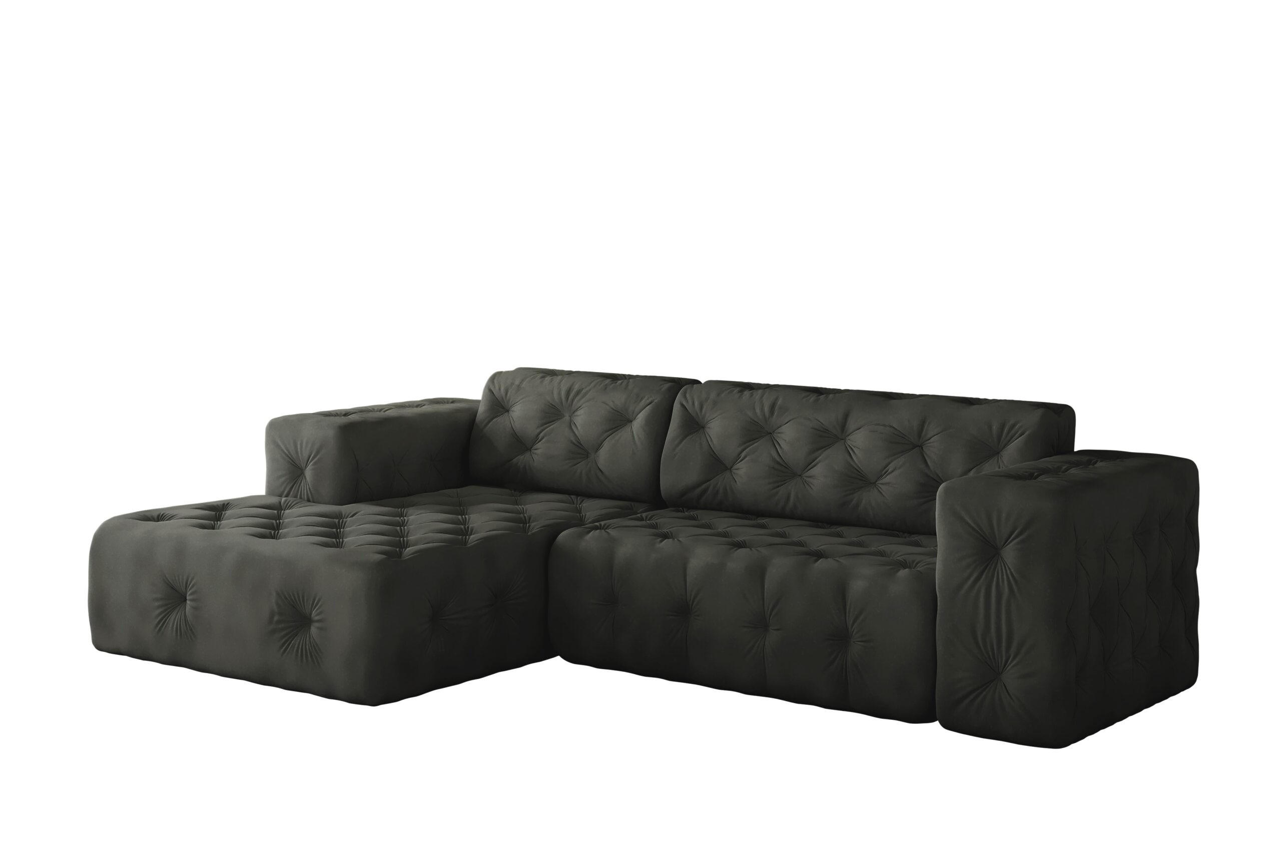 ECKSOFA L-Form Gesteppt LUX Stoff Whisper Links Graphit - Graphitfarben, Holz/Kunststoff (165/266cm) - Kaiser Möbel
