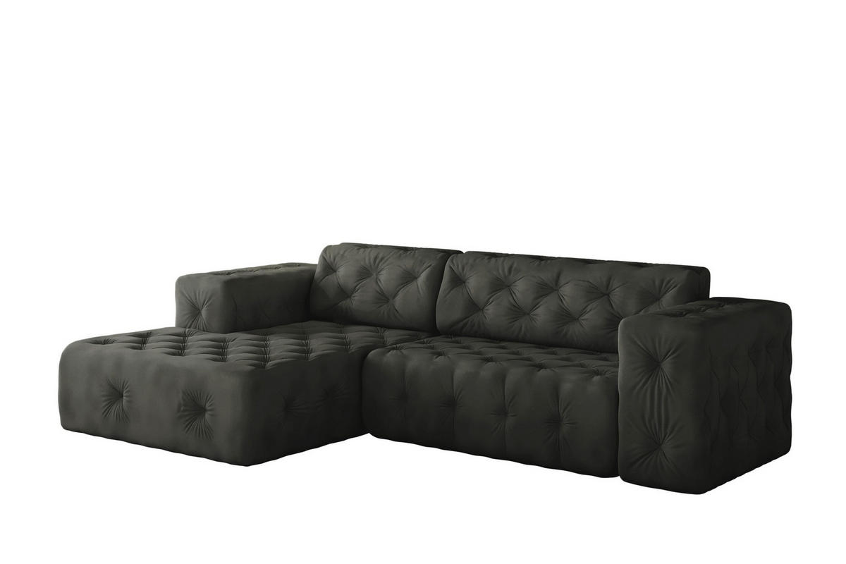 ECKSOFA L-Form Gesteppt LUX Stoff Whisper Links Graphit - Graphitfarben, Holz/Kunststoff (165/266cm) - Kaiser Möbel