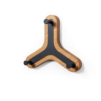 WANDAUFHÄNGER Hugo mit 3 Haken, schwarzes Metall und geölte Eiche, 6/18/20 cm - Eichefarben/Schwarz, Holz (18/20/6cm) - WOODEK
