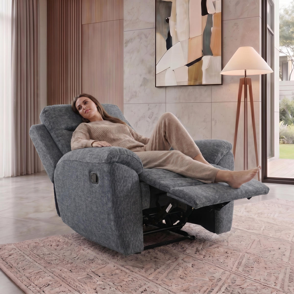 RELAXSESSEL Dolce, Fernsehsessel mit Relaxfunktion, 98 cm, Dunkelgrau, Chenille - Dunkelgrau, Textil (98/106/100cm) - Beautysofa