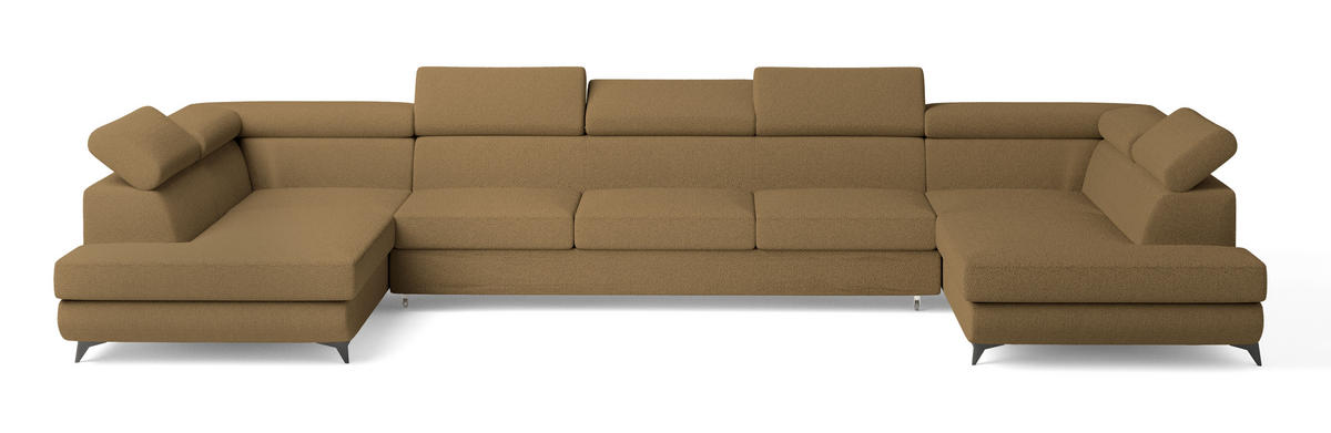 ROHOVÁ SEDAČKA URMANO med - černá/med, kov/dřevo (395/190cm) - MASSENO