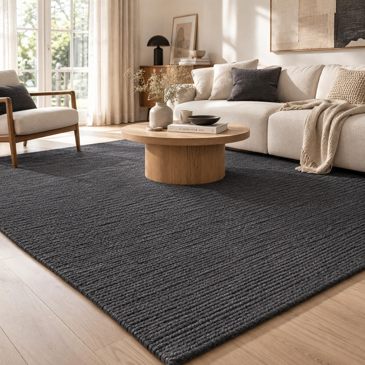 NATUR TEPPICH WOLLE SKARA - Anthrazit, Textil (160/230cm) - Pergamon