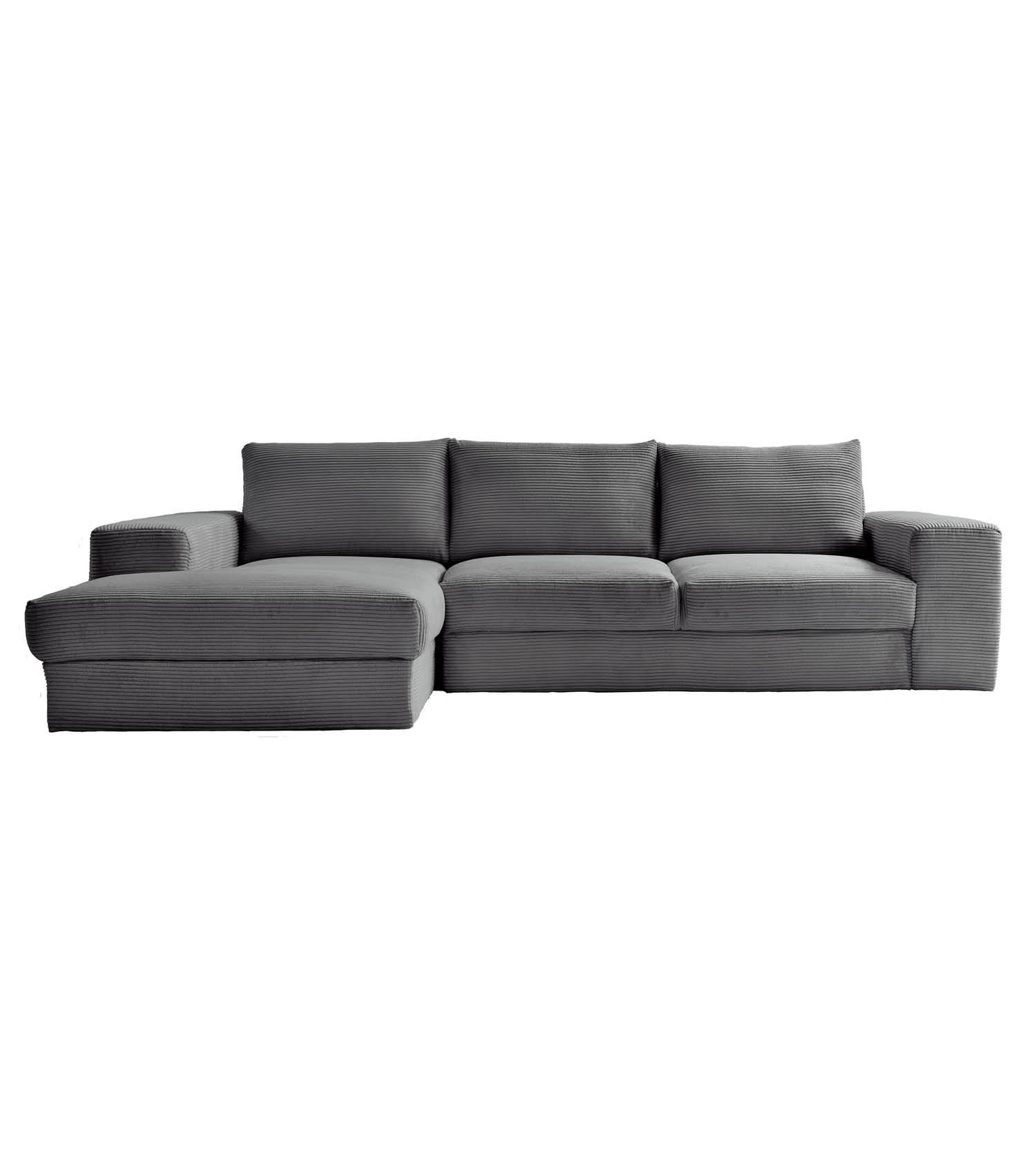 ECKSOFA Der Klassiker Recamiere links - Anthrazit, Textil (280/190cm) - Mokebo