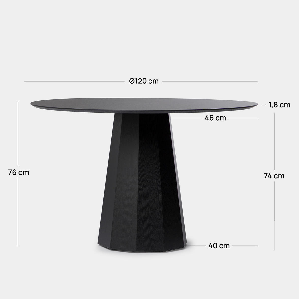 ESSTISCH Olivier Schwarz 120 cm x 76 cm - Schwarz, Holzwerkstoff (120/120/76cm) - Klast Home