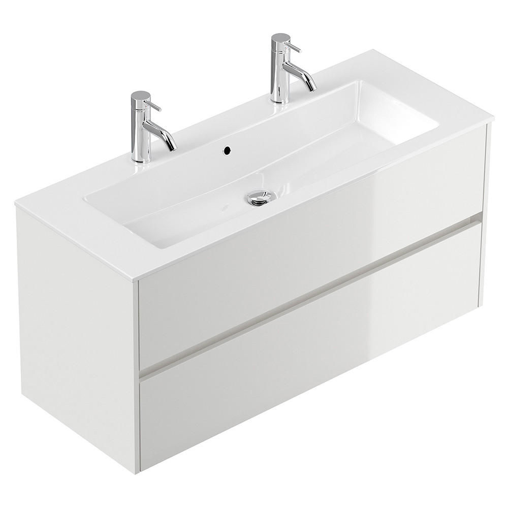 DOPPELWASCHTISCH Livigno-02 - Weiß, Holzwerkstoff (120/59/47cm) - Lomado