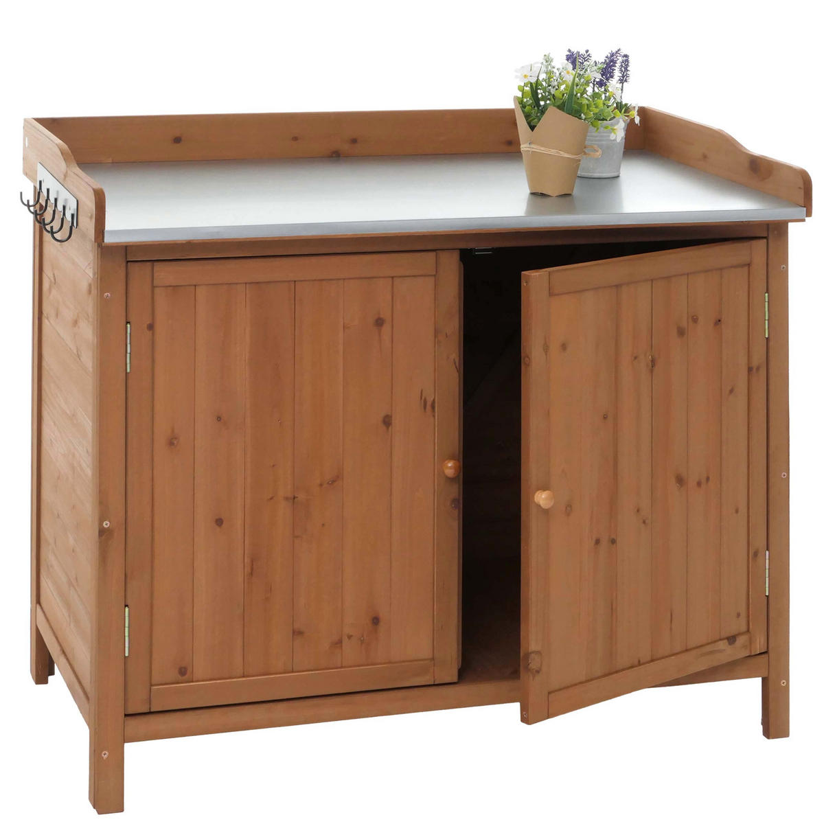 GARTENSCHRANK MIT ARBEITSPLATTE Braun - Braun, Holz (52/104/86cm) - MCW