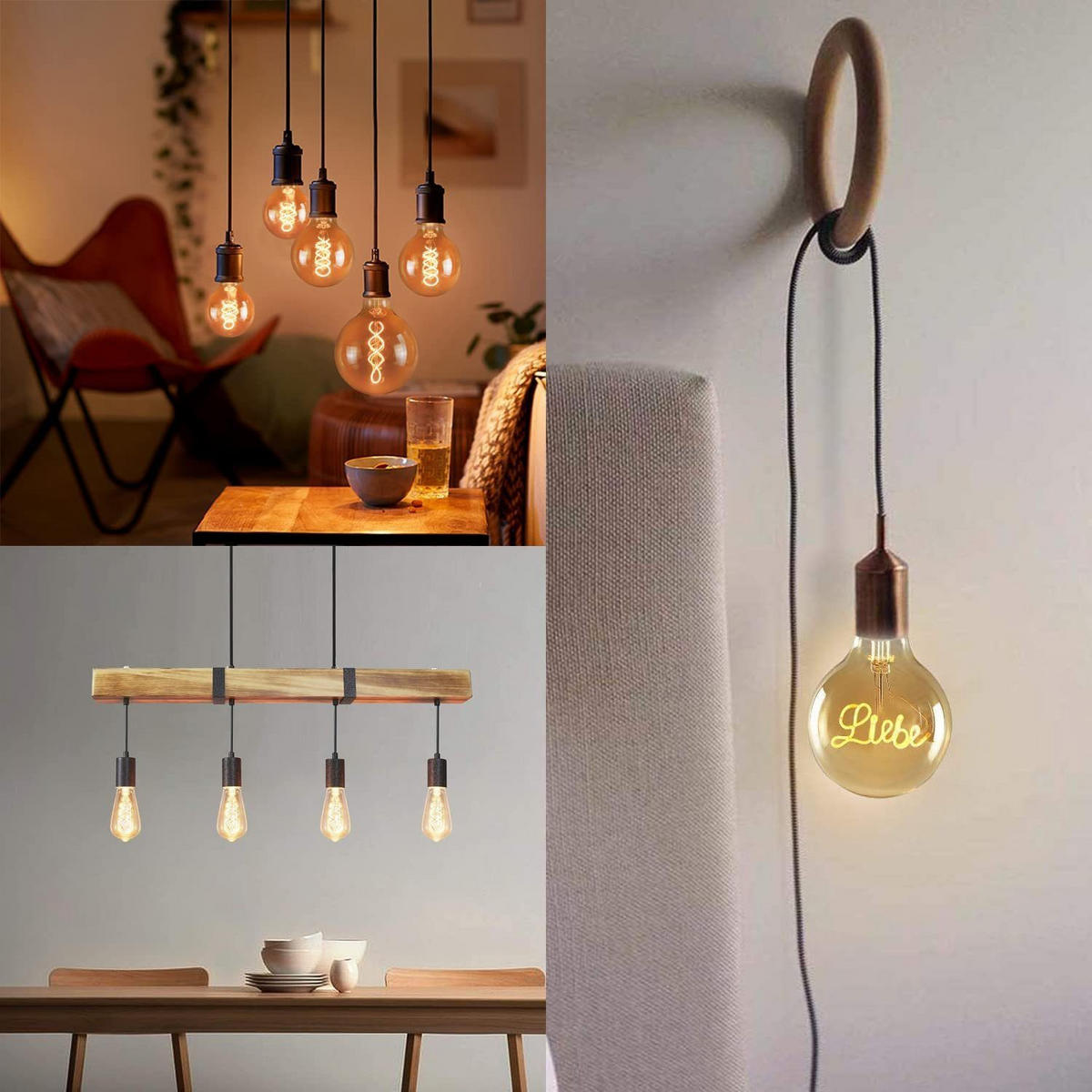 LED žárovky Ansel II 13,5/6,4/6,4 cm (balení po 3 ks) - hnědá, sklo (6.4/6.4cm) - Nettlife