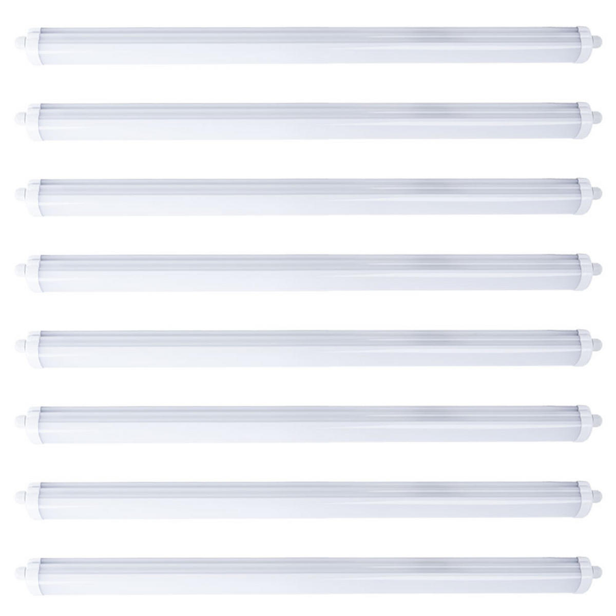 LED DECKENLEUCHTE Weiß Kunststoff 8er Set - Weiß, Kunststoff (120/6.5/5.8cm)