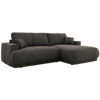 ECKSCHLAFSOFA RINA L Dunkelgrau Velvet - rechts - Dunkelgrau/Schwarz, Kunststoff/Textil (172/266cm) - MKS
