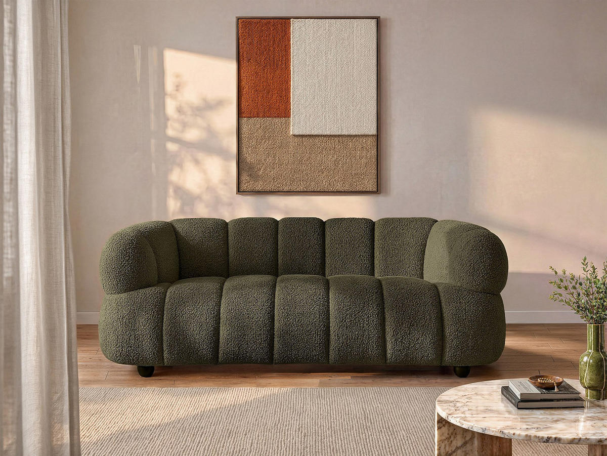 SOFA - 2 Personen - stoff - grün Coliani - Grün, Holz/Textil (200/73/94cm) - Vente-Unique