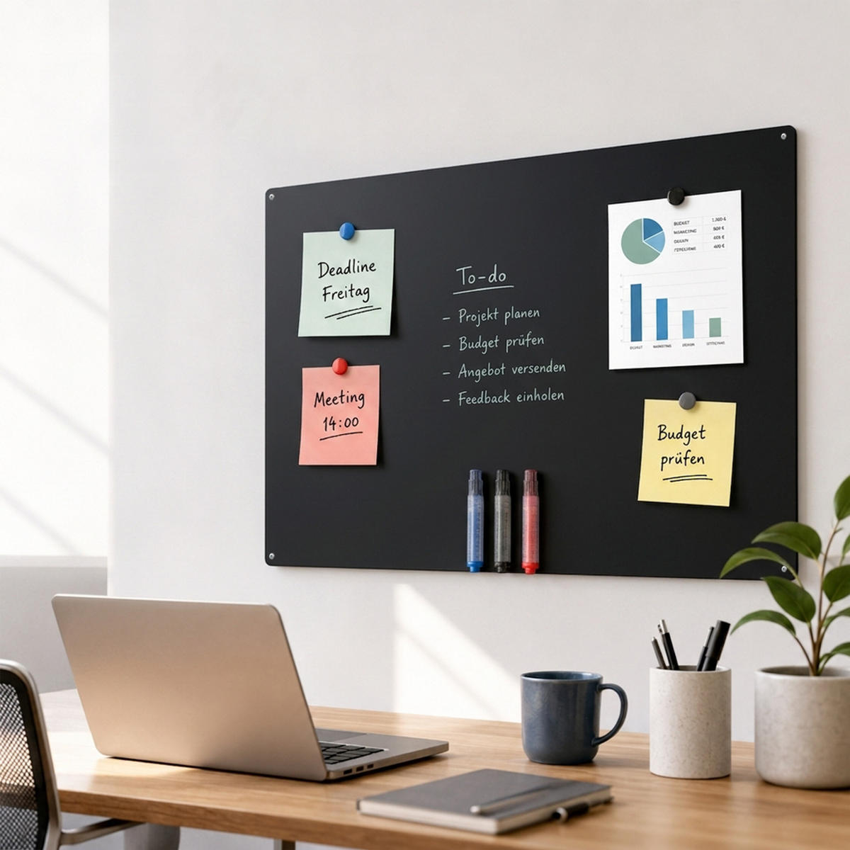 MAGNETTAFEL Schwarz Stahl beschreibbar 50x100 cm - Schwarz, Metall (100/50/0.1cm) - Relaxdays