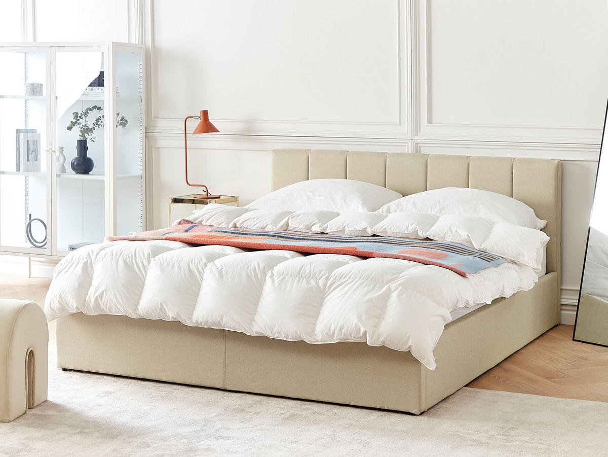 POLSTERBETT 160/200cm Beige Dreux - Beige, Textil (160/200cm) - Beliani