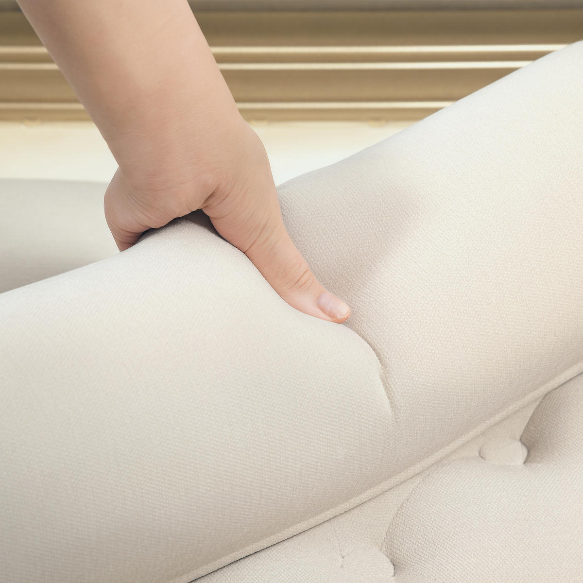 POLSTERBANK mit Chenille-Bezug, Armlehne, 115 x 44 x 58 cm Beige - Beige, Textil (44/58/115cm) - HOMCOM