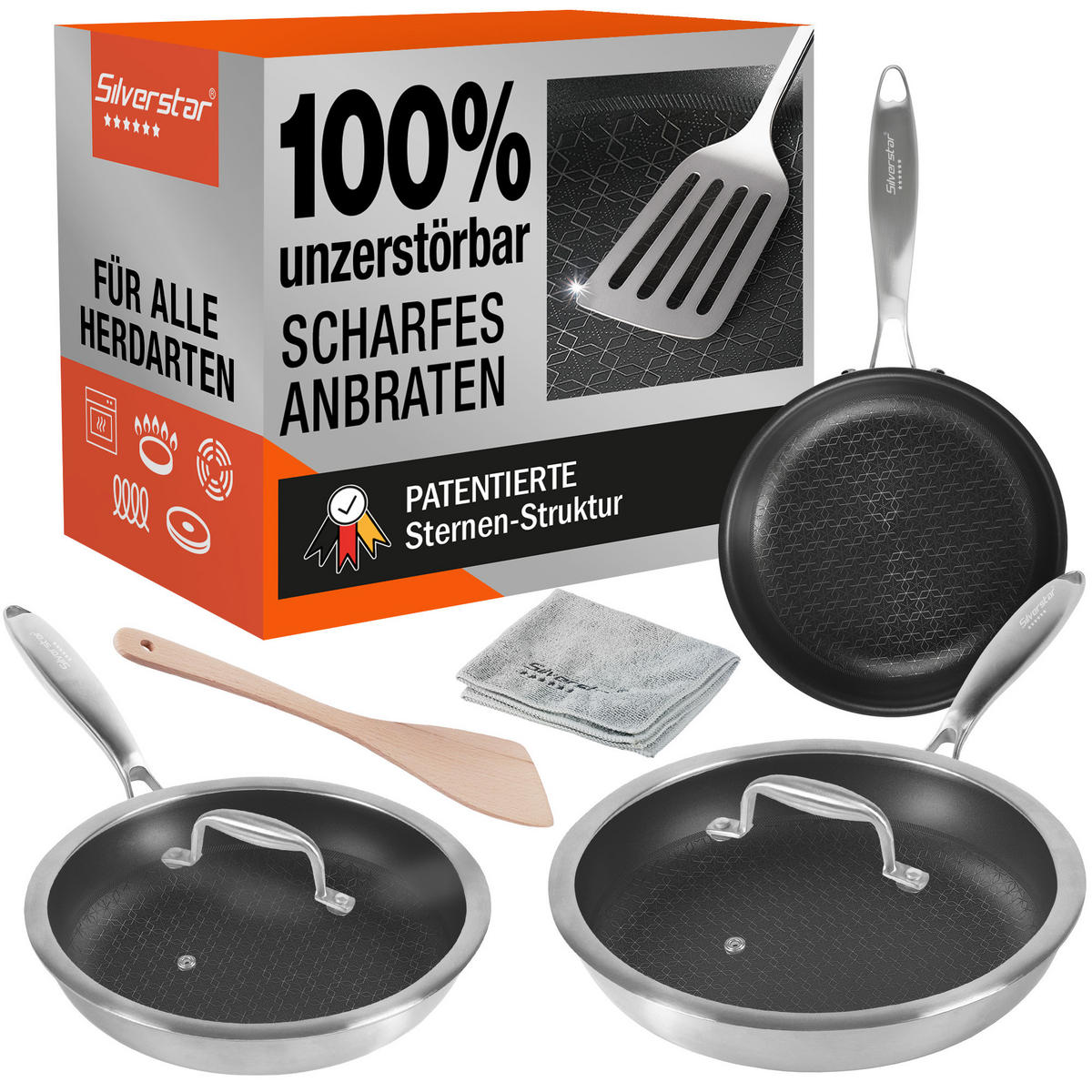 EDELSTAHLPFANNEN Set 5 teilig - Schwarz, Metall - Stoneline