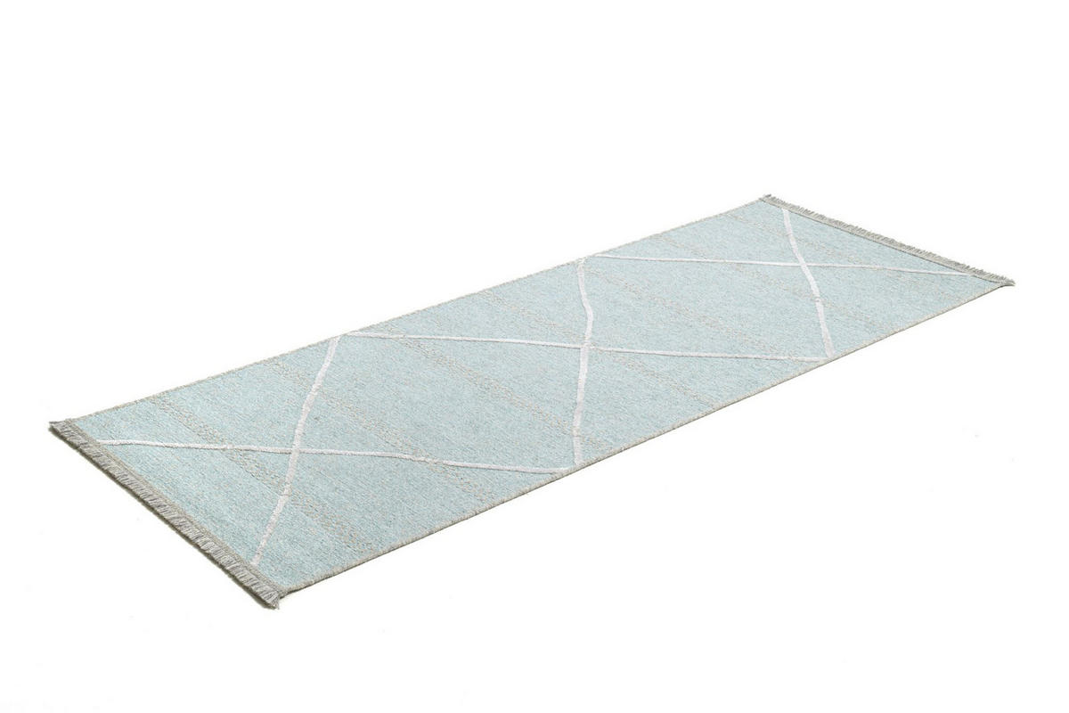 FLACHWEBTEPPICH Braderup 80x200 cm - Hellblau, Textil (80/200cm) - Sansibar SYLT