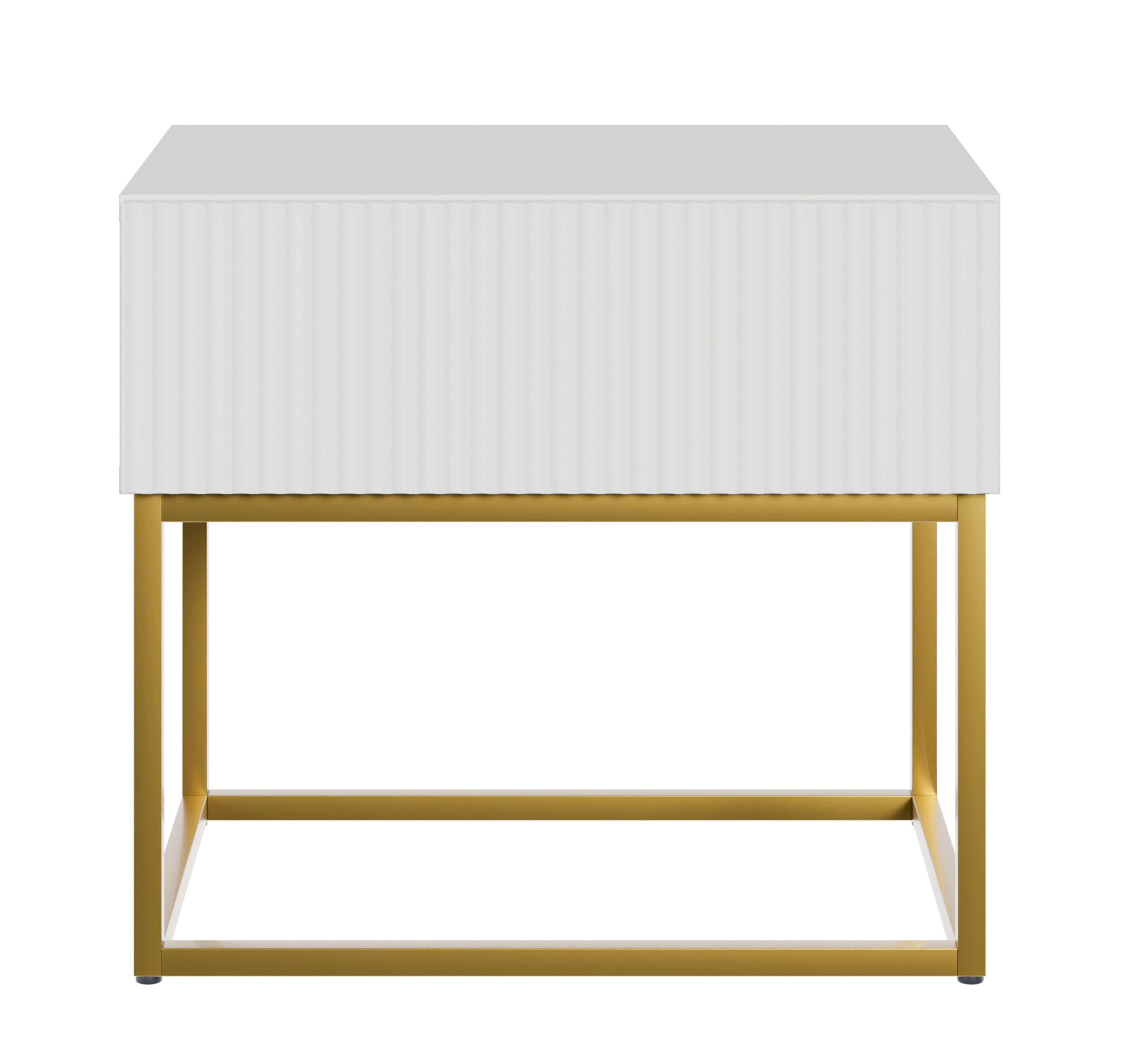 NACHTSCHRANK Veldio Weiß mit goldenen Metallbeinen 50 cm - Goldfarben/Weiß, Holzwerkstoff/Metall (50/44/35.6cm) - Selsey
