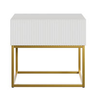 NACHTSCHRANK Veldio Weiß mit goldenen Metallbeinen 50 cm - Goldfarben/Weiß, Holzwerkstoff/Metall (50/44/35.6cm) - Selsey