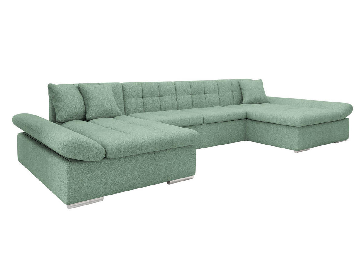 WOHNLANDSCHAFTEN Alia - Jadegrün, Holz/Textil (360/75/160cm) - MIRJAN24