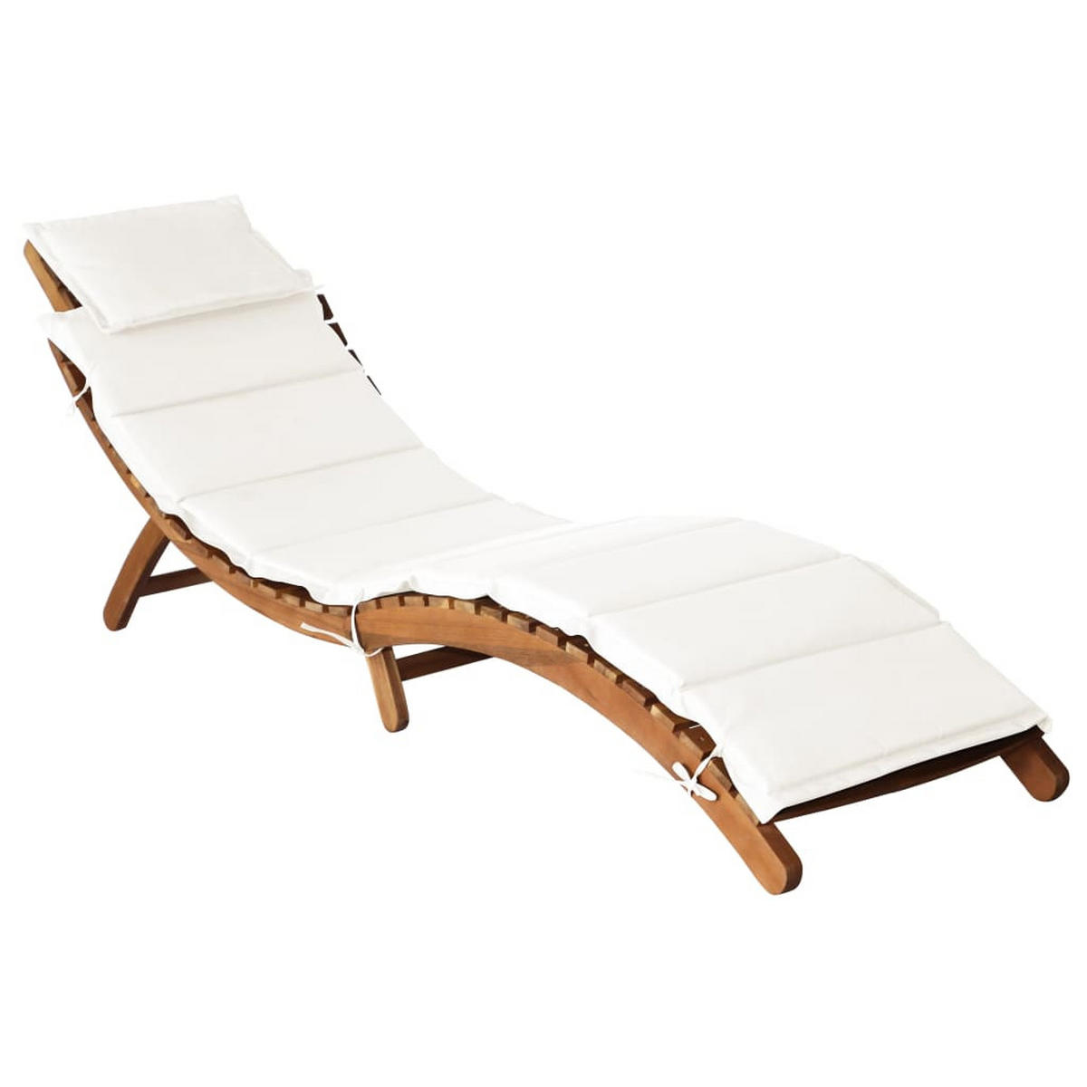 SONNENLIEGEN Mit Auflagen 2er set CremeWeiß Massivholz Akazie - Creme/Braun, Holz/Textil (55/64/184cm) - vidaXL