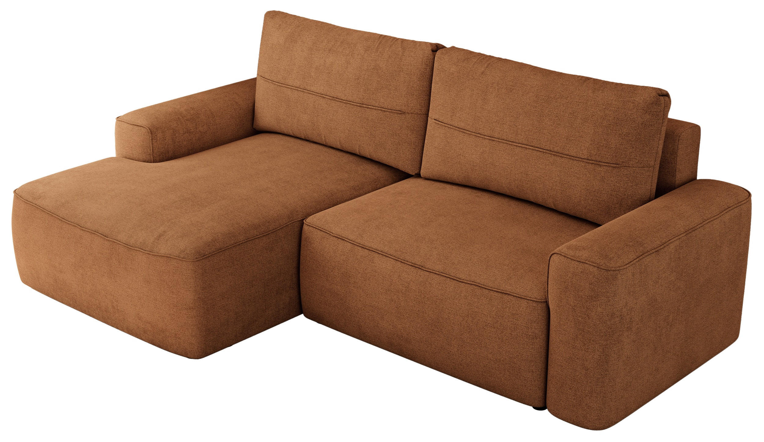 ECKSOFA BELLUNO L Orange Strukture - Links - Schwarz/Orange, Textil (144/233cm) - MKS