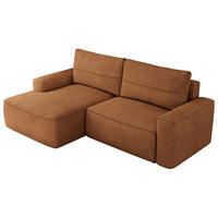 ECKSOFA BELLUNO L Orange Strukture - Links - Schwarz/Orange, Textil (144/233cm) - MKS
