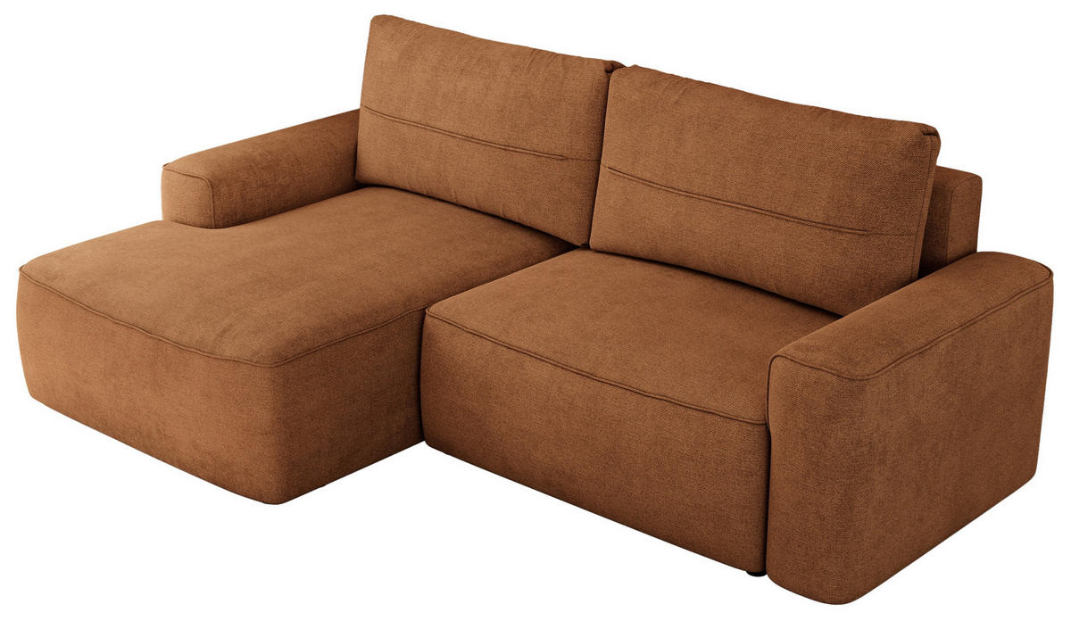 ECKSOFA BELLUNO L Orange Strukture - Links - Schwarz/Orange, Textil (144/233cm) - MKS