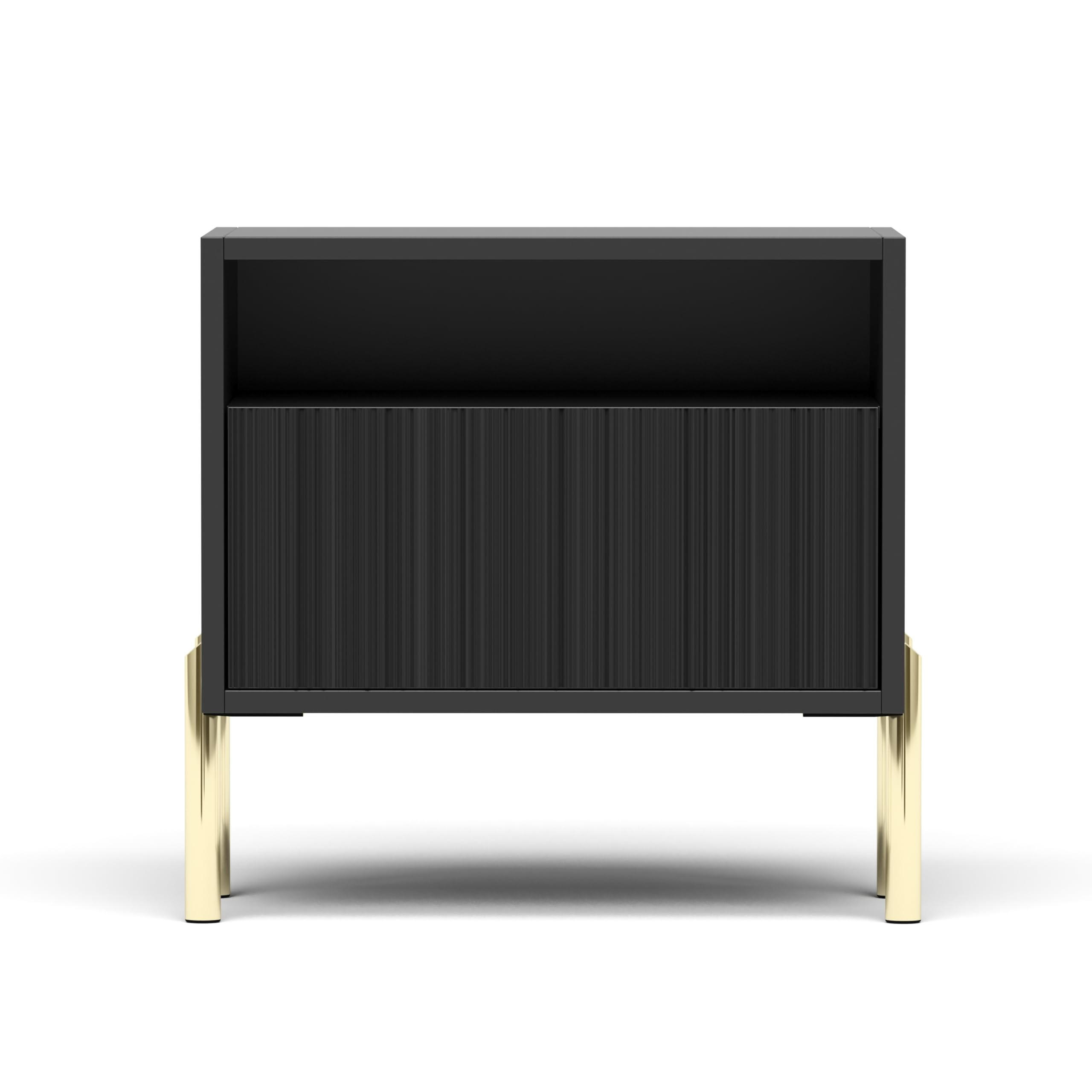NACHTTISCH Noxy 50x47x31,6 cm - Modern Nachtschrank zum Schlafzimmer - EIN praktischer Commode aus Spanplatten - Schwarz - Schwarz, Holzwerkstoff (50/47/31.6cm) - Chilly