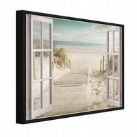 BILDER mit Rahmen Fenster Strand Beige 60x40 cm - Multicolor, Holzwerkstoff (60/40cm) - Wallarena