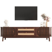 TV Lowboard 170x39,5x46 cm, Massivholz, Rattan - Braun, Holz (170/46/39cm)