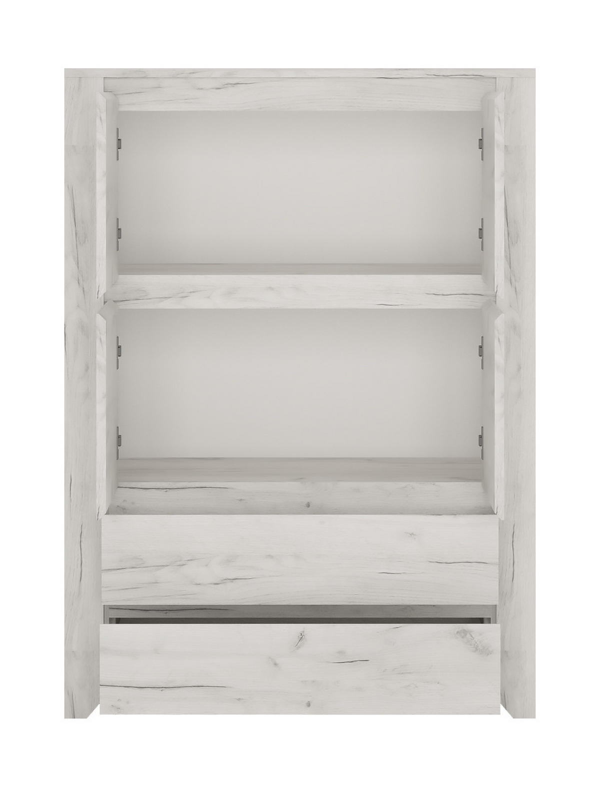 KOMMODE Emmi in Weißeiche – Highboard 84 x 116,3 x 40,2 cm - Weiß, Holzwerkstoff (84/40/116cm)