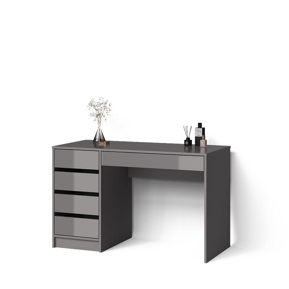 SCHMINKTISCH Imola Grau ohne Spiegel - Grau, Holzwerkstoff (55/120/75cm) - Livinity®