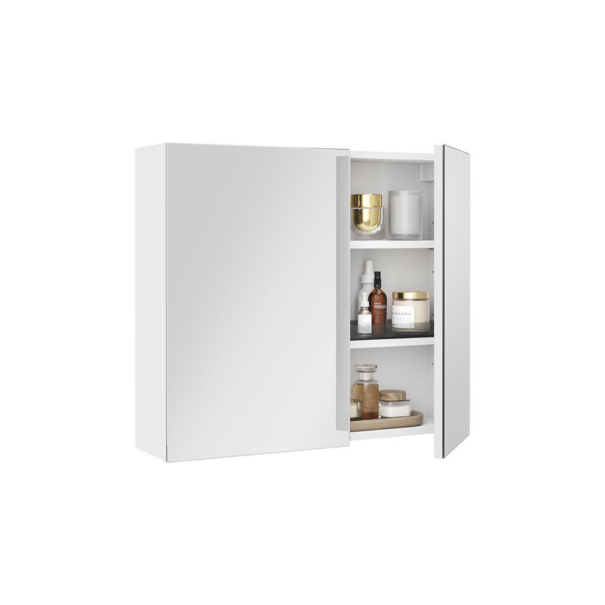 KOPALNIŠKA OMARICA Z OGLEDALOM Lavia, Bela, 70 x 60.2 cm - bela, leseni material (70/170/17cm) - Vicco