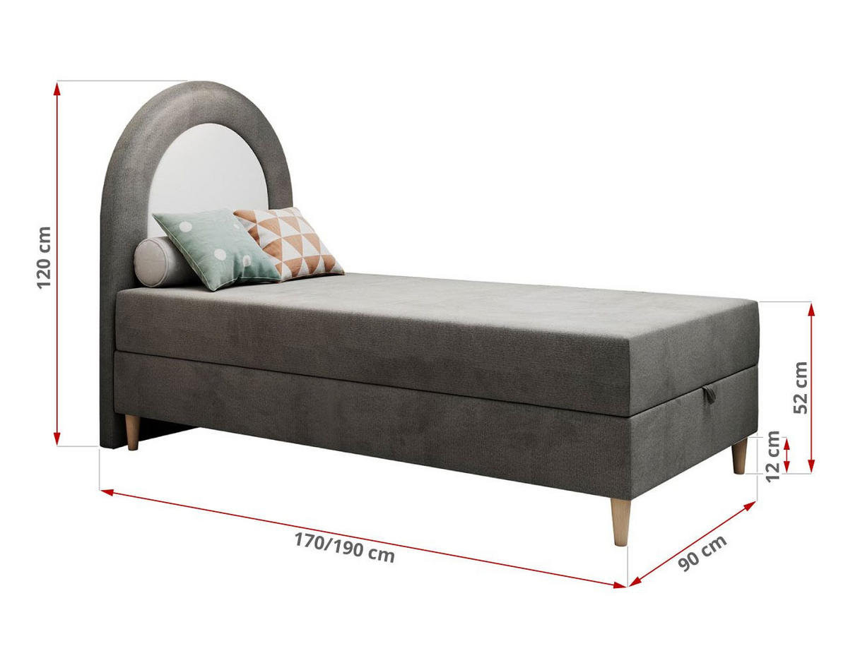 BOXBETT NEST 90/180 Dunkelgrau Velvet hydrophob - H3 - Dunkelgrau, Holz/Textil (90/180cm) - MKS