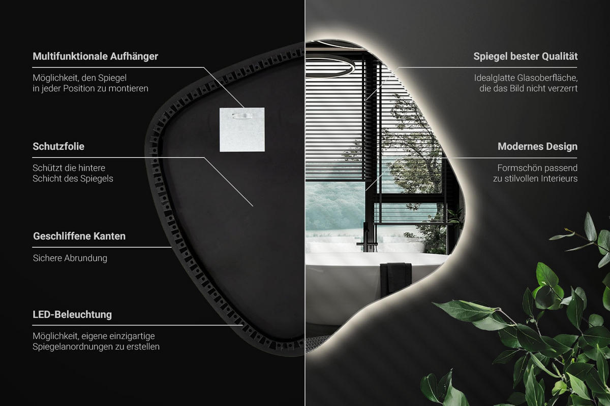 LED SPIEGEL 67,6x67 cm Neutralweiß 4000K - Transparent, Glas (67.6/67/0.4cm) - Wallfluent