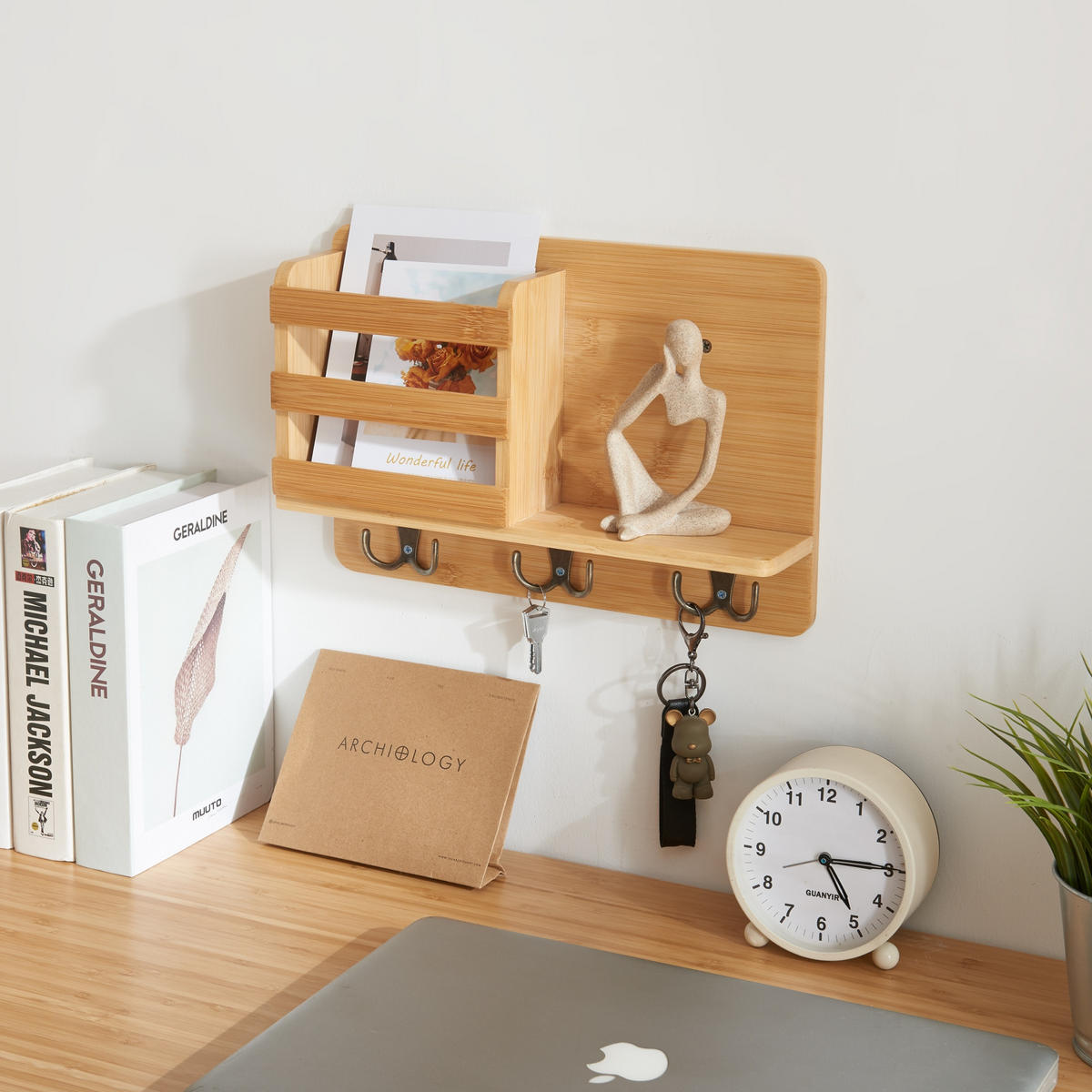 WANDREGAL Giske - Naturfarben, Holz/Metall (33/22/8cm) - [en.casa]