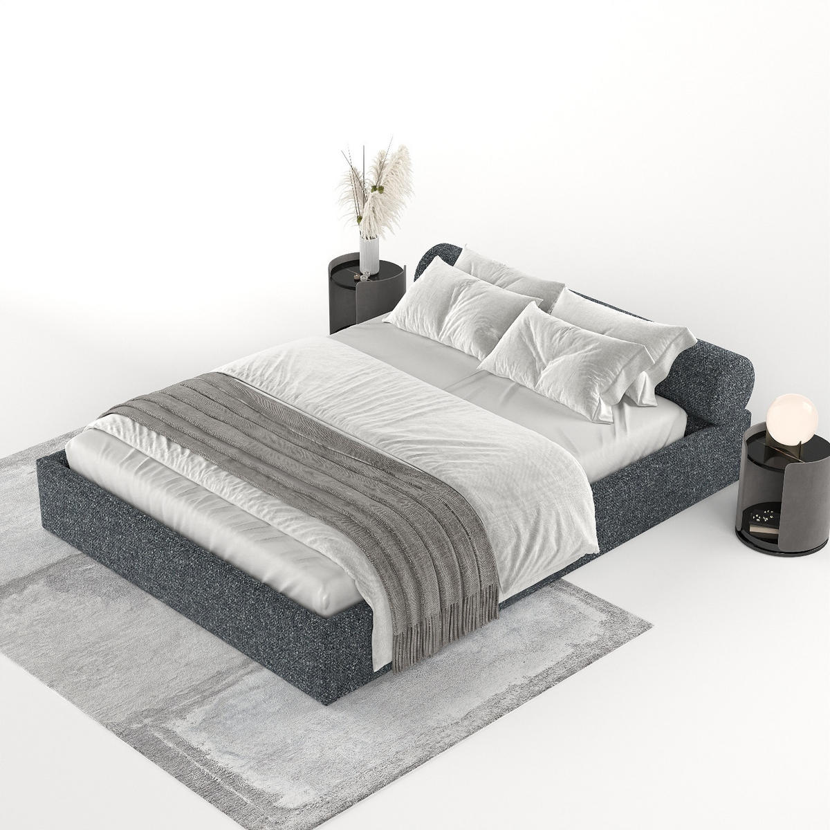 POLSTERBETT Solvo mit Stauraum 180/200 cm Grau im Blur Stoff - Schwarz/Naturfarben, Holz/Holzwerkstoff (180/200cm) - AltaBeds