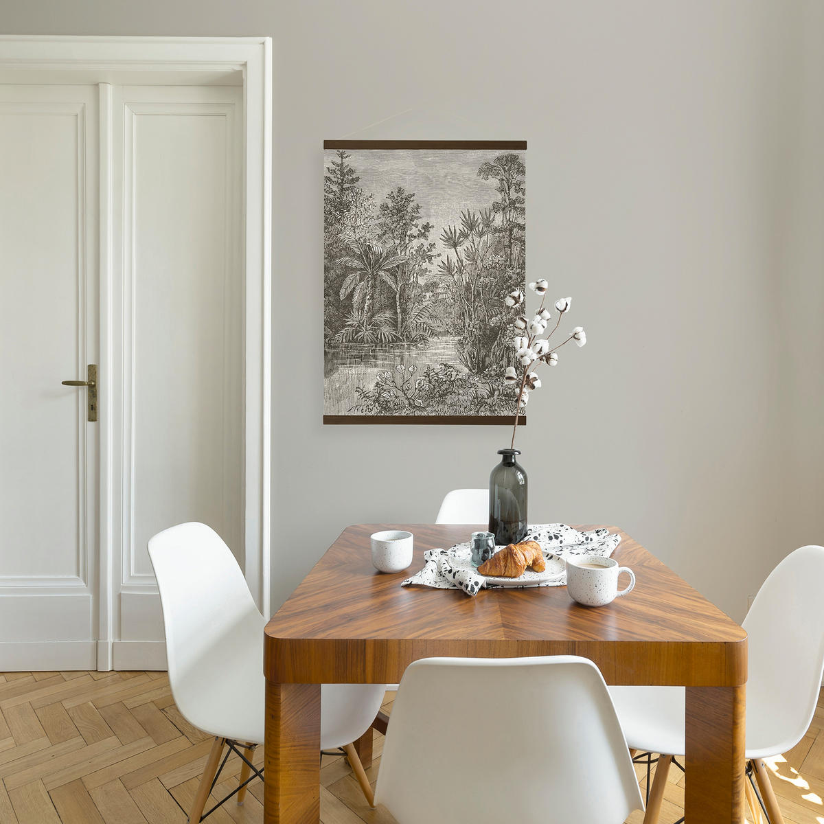 POSTER | Dschungellandschaft Sepia | 80x60cm - Hellgelb, Textil (60/80/0.1cm) - Art for the Home