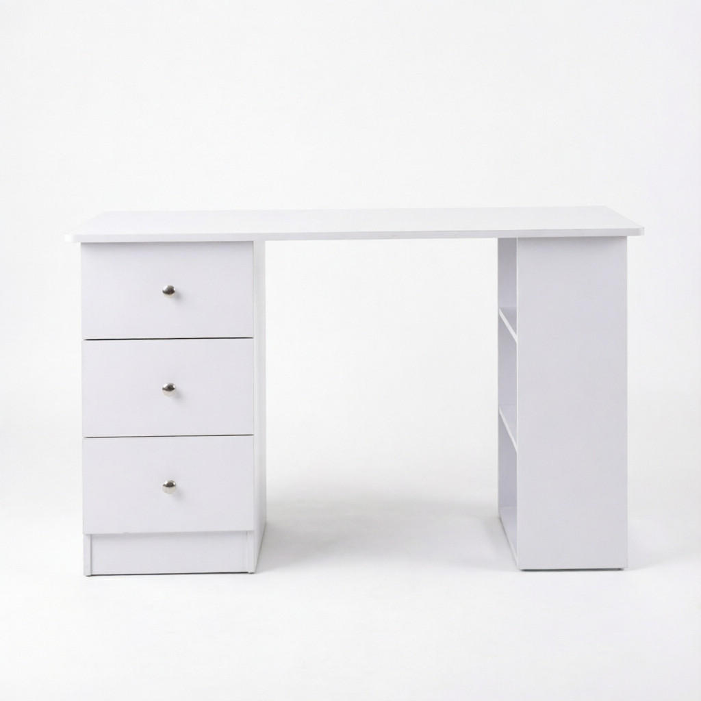 SCHREIBTISCH 120 x 49 x 72 cm mit 3 Schubladen - Weiß, Holzwerkstoff (49/120/72cm) - Gisaae