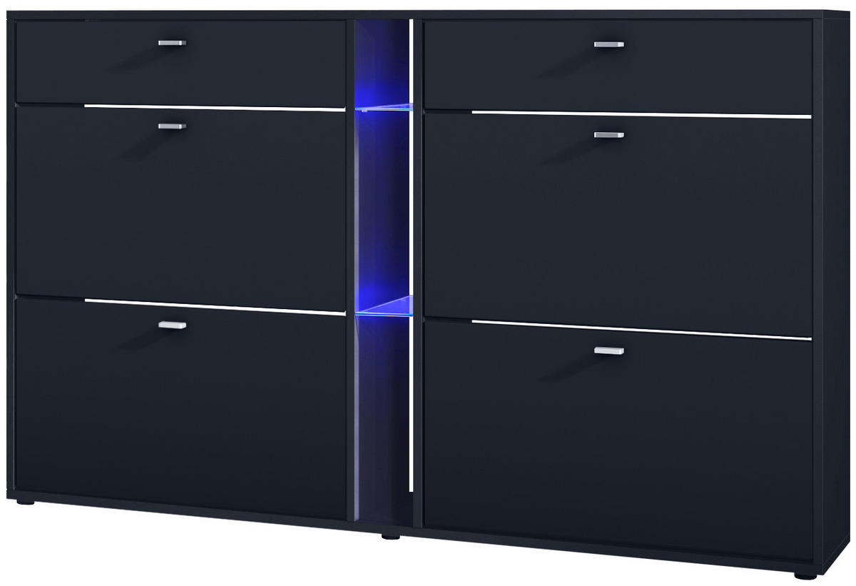 SCHUHSCHRANK Today Fronten in Schwarz matt - Schwarz, Holzwerkstoff (155.5/95/28cm) - Vladon