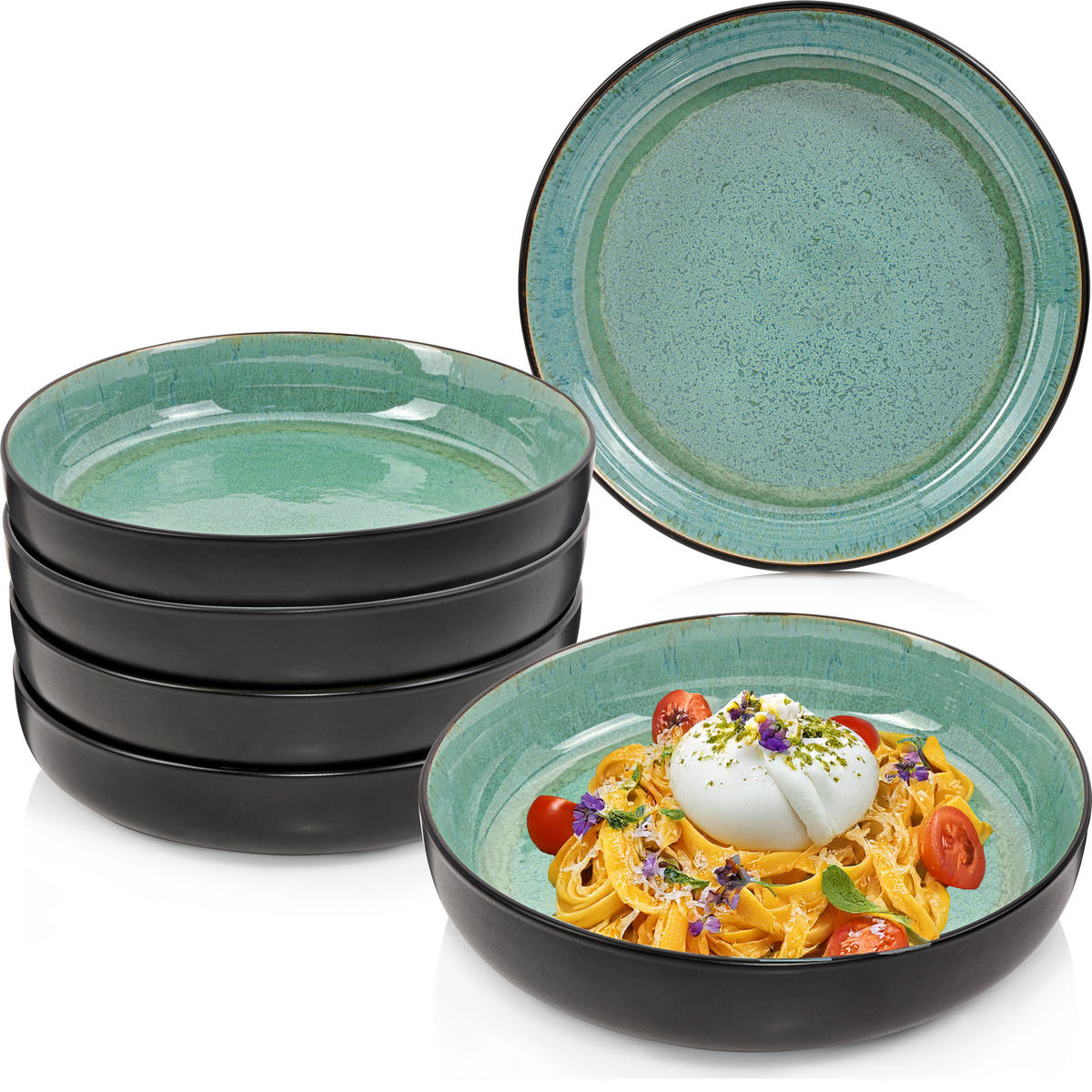 PASTASCHALEN SET FIJI - 6 teilig aus Steingut - Grün, Keramik (22cm) - Sänger