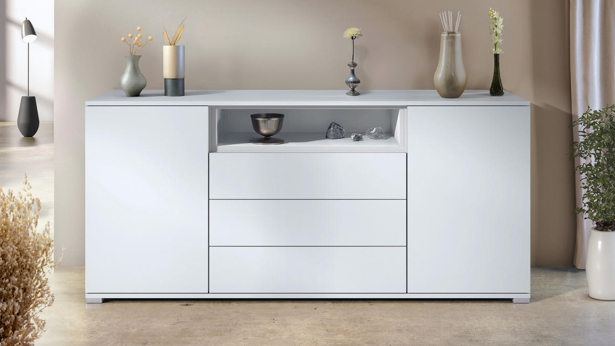 SIDEBOARD Skadu Weiß matt - Weiß, Holzwerkstoff (166.5/75.5/35cm) - Vladon