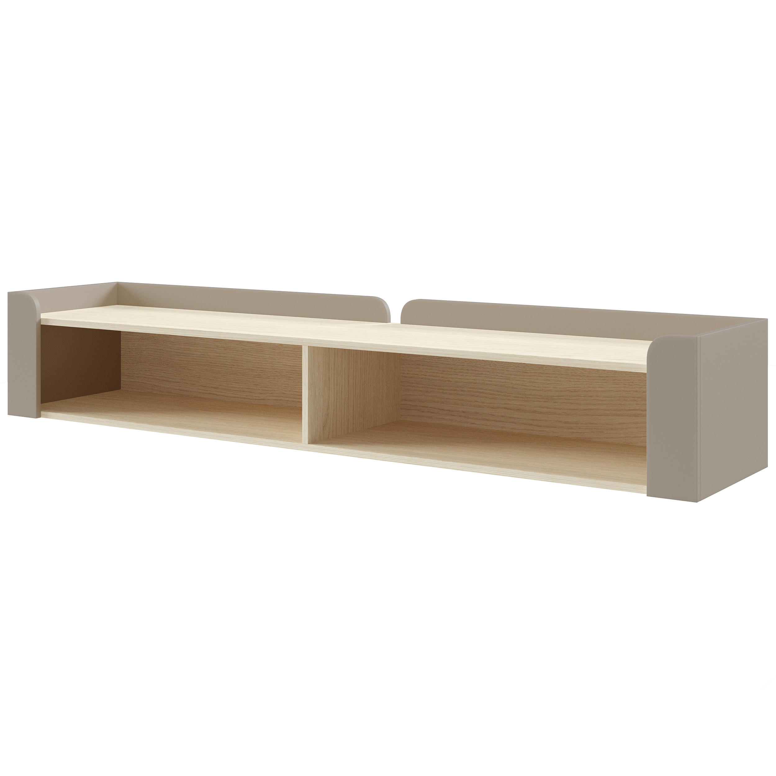 WANDREGAL Sorella mit 2 offenen Regalböden, 180 cm, Porcini + Eiche Mavelie - Eichefarben/Cappuccino, Holzwerkstoff (180/33/27cm) - Beautysofa