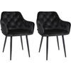 ARMLEHNENSTUHL 2er Set Samt schwarz - Schwarz, Textil/Metall (59/82/62cm) - CLP