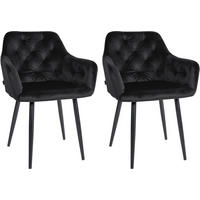 ARMLEHNENSTUHL 2er Set Samt schwarz - Schwarz, Textil/Metall (59/82/62cm) - CLP