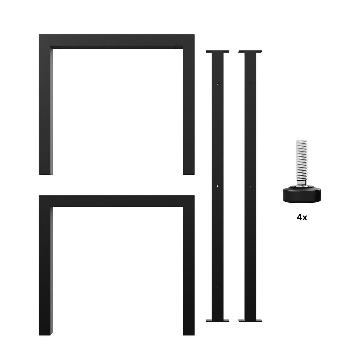 TISCHBEINE Etamin Extreme Schwarz Metall 200/80/72 cm - Schwarz, Metall (80/72/200cm) - Metalo Pro
