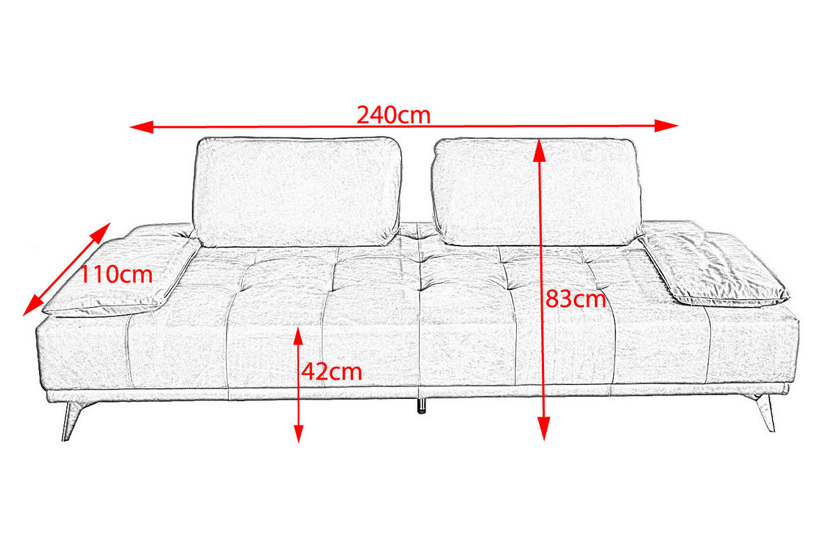 SOFA MIT HOCKER WIOLO Grün Leder - Silberfarben/Grün, Leder (220/83/240cm) - KAWOLA
