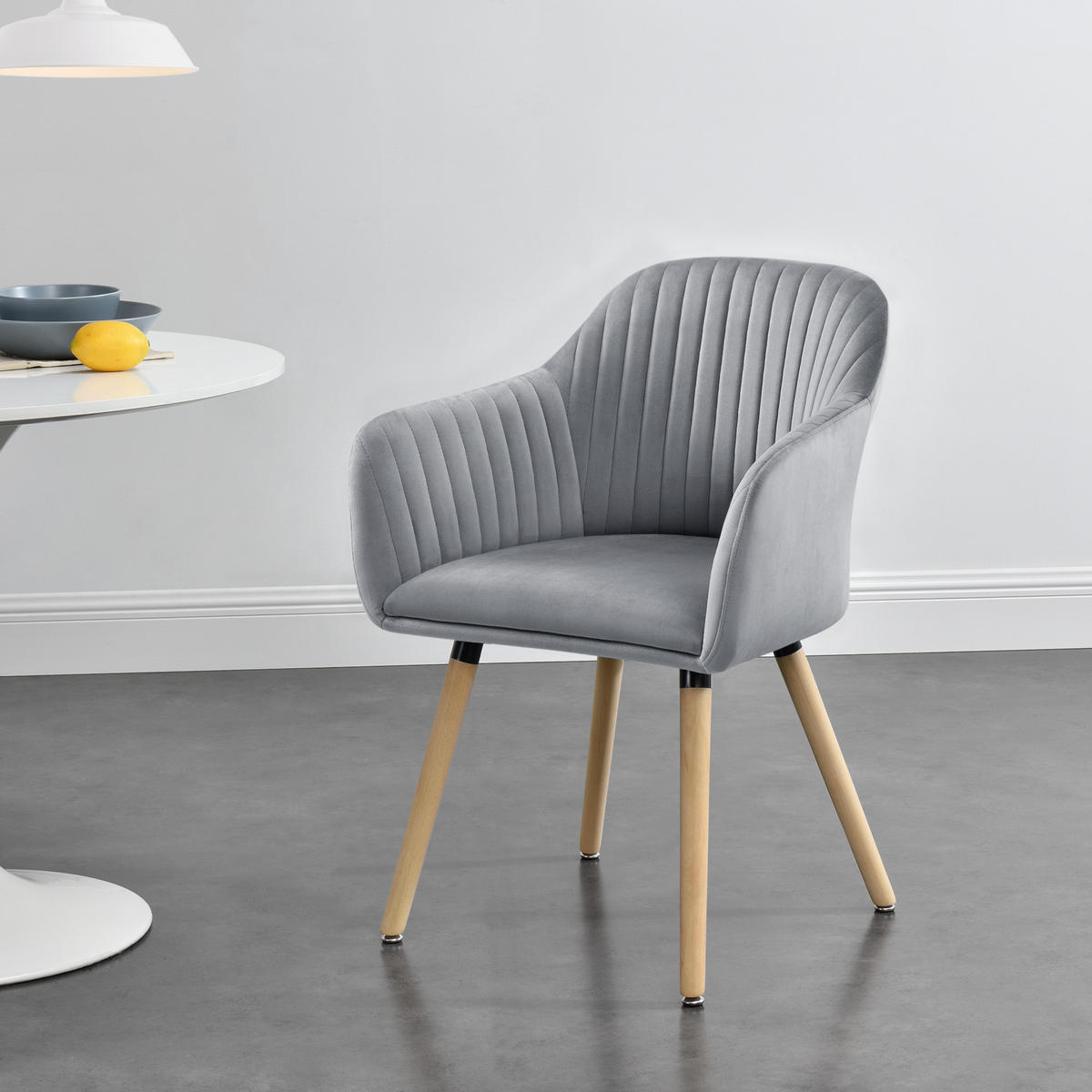 ESSZIMMERSTUHL Dover - Hellgrau, Textil (58/83/57cm) - [en.casa]