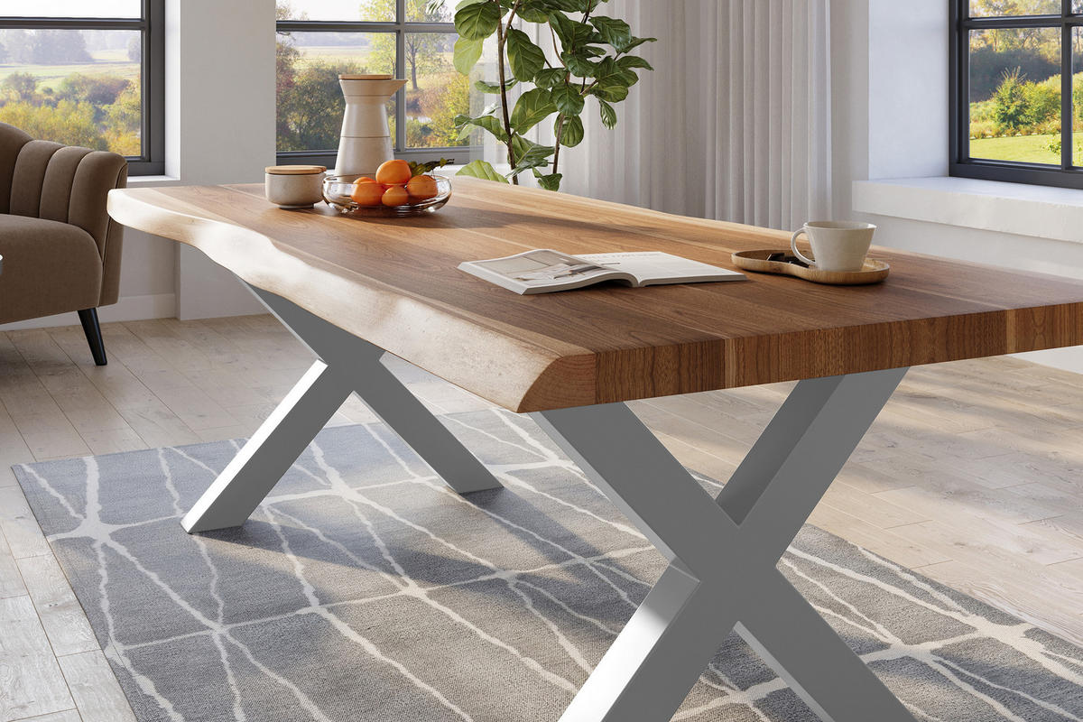 ESSTISCH TITAN - Beige/Silberfarben, Holz (110/240/79cm) - SAM