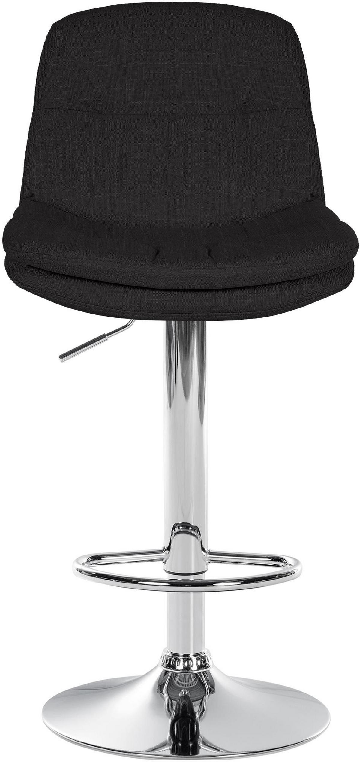 BARHOCKER Mitun Stoff Schwarz Silber - Schwarz, Textil/Metall (46/92/54cm) - DELUKE